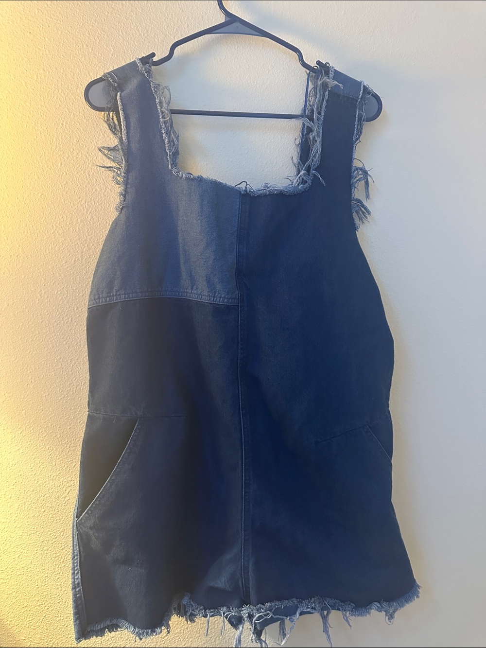 Zara Dark Blue Frayed Denim Jumper/short overalls - boho inspired